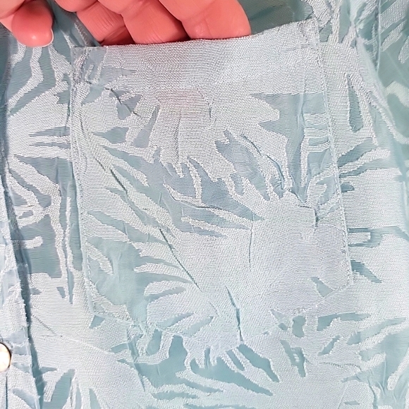 Vintage Graff Women's Teal Pastel Floral 3/4 Sleeve Button Down Blouse Size M - Picture 5 of 10